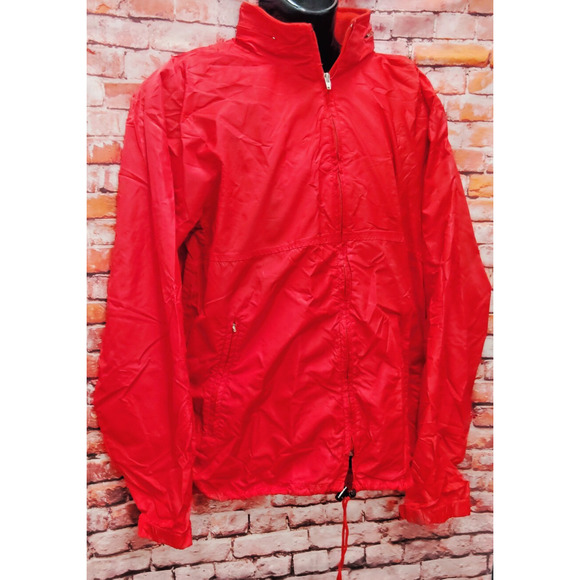 L.L. Bean Windbreaker Jacket Men's L Tall Red Softshell Packable Hooded Full Zip - Picture 5 of 5